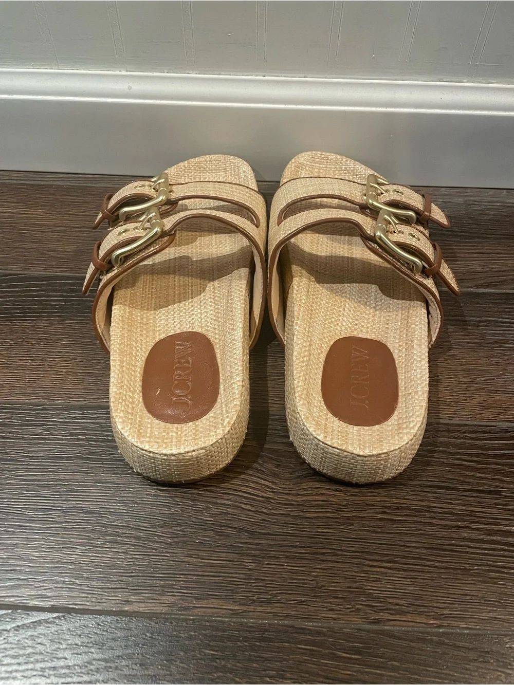 J. Crew Marlow Slip On Sandals In Raffia Beach Coastal Vacation Resortwear 8.5 - Picture 4 of 12